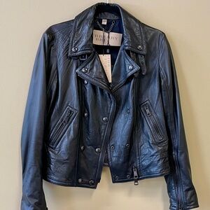 Burberry Brit | Isleigh Cropped Leather Biker / Moto Jacket, Sz 12 fits M ♥ NWT